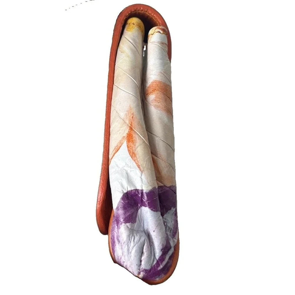 Maurizio Taiuti Clutch Leather Bag Floral Watercolor Wearable Art Italy